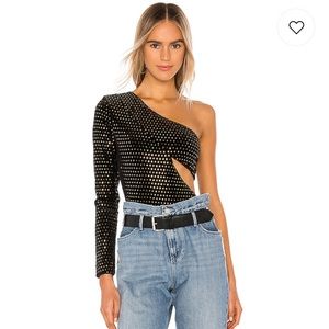 H:ours Karly Bodysuit in Black & Gold